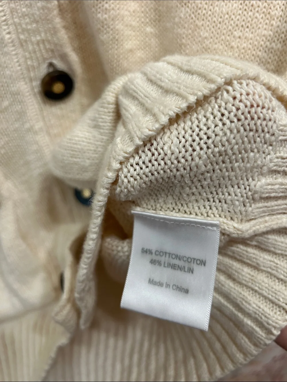 Tory Burch Women’s Cream Linen Blend Button-Front Short Sleeve Cardigan Vest
